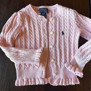 Polo pink ruffled cardigan size 2T